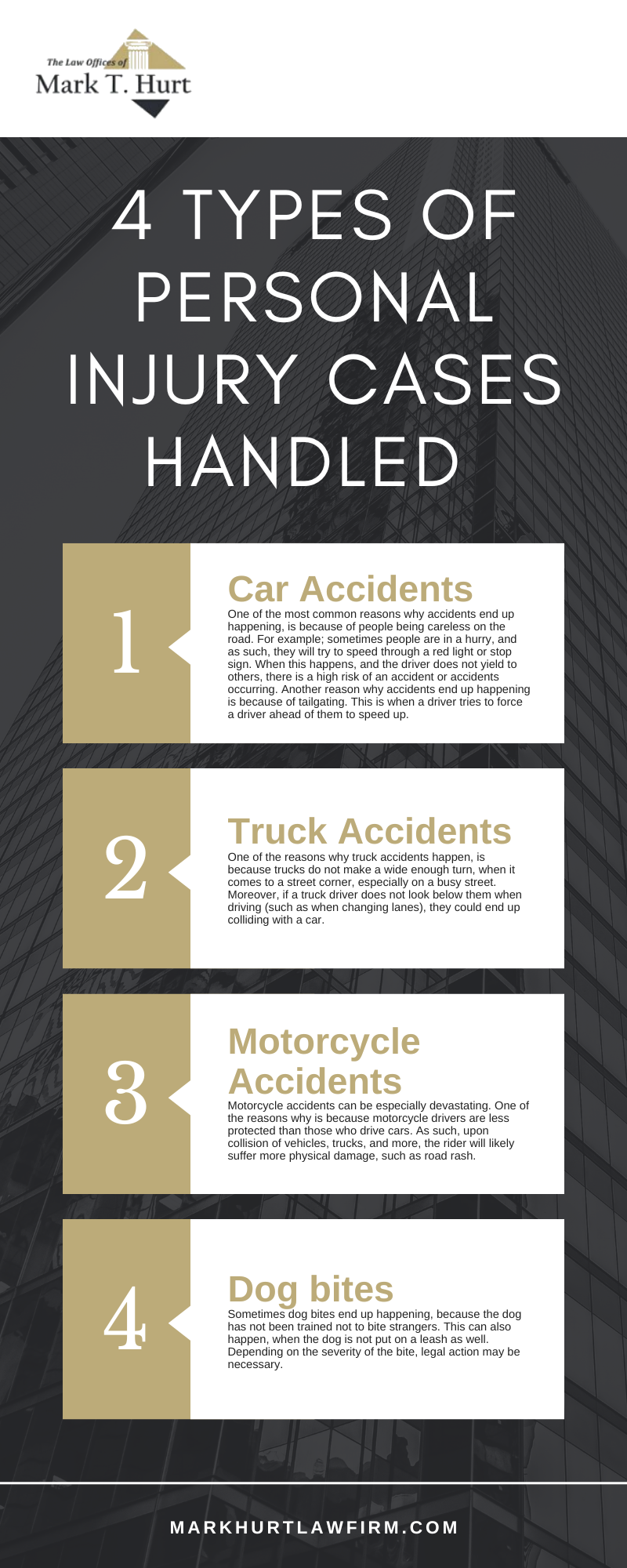 4 Types Of Personal Injury Cases Handled Infographic